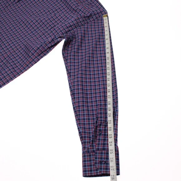 Eton NWT Dress Shirt Size 43 17 Slim Fit in Blue & Red Plaid 100% Cotton